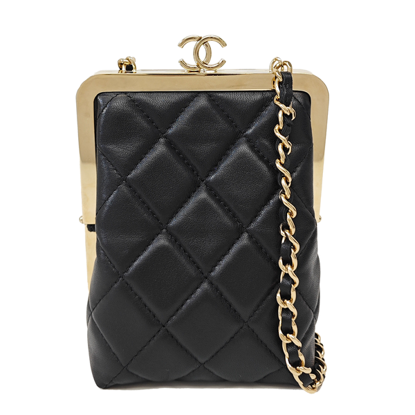 Quilted Lambskin Shoulder Bag Black