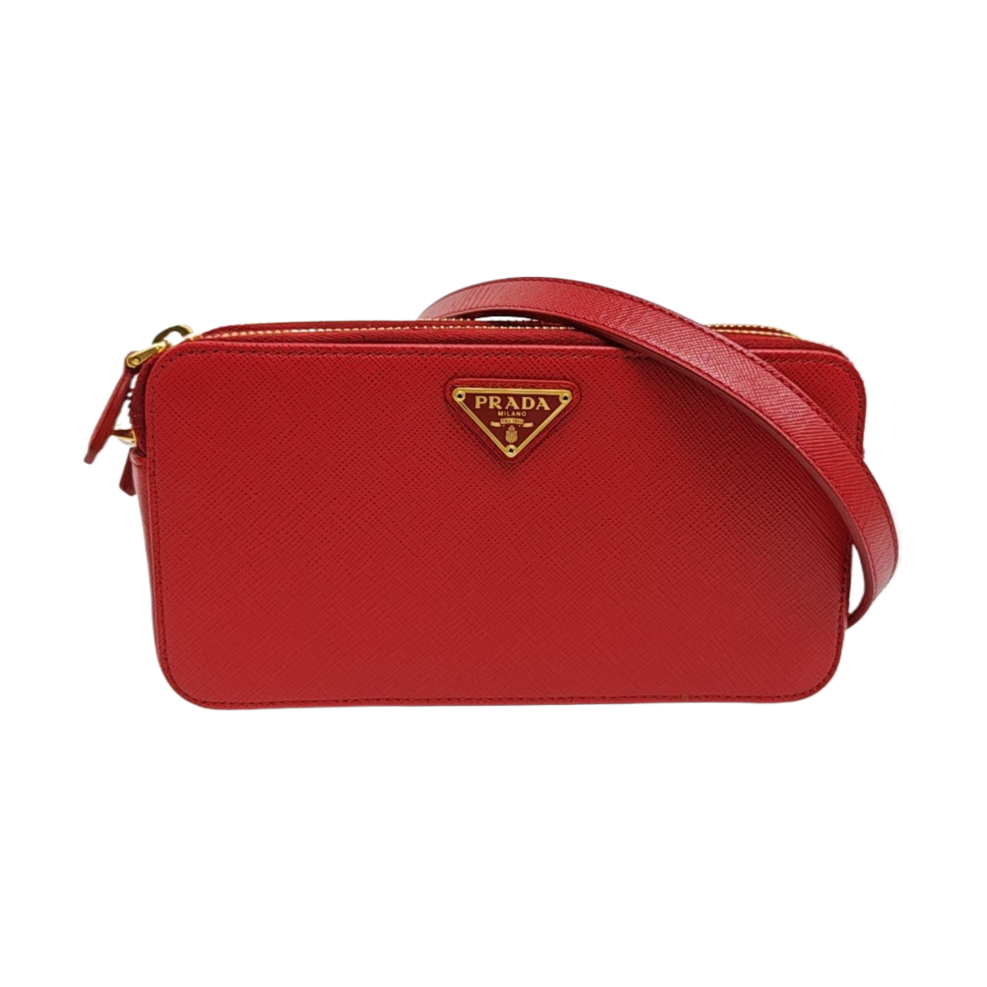 Saffiano Calfskin Shoulder Bag Red