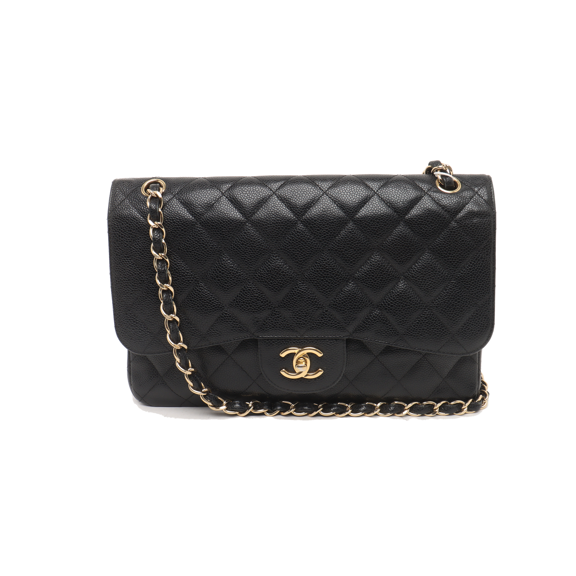 CLASSIC FLAP Jumbo Quilted Grained Calfskin Black