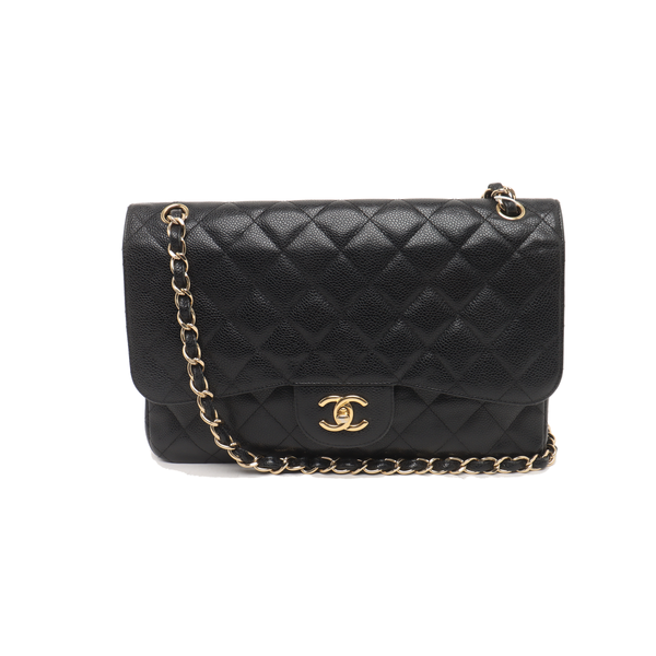 CLASSIC FLAP Jumbo Quilted Grained Calfskin Black