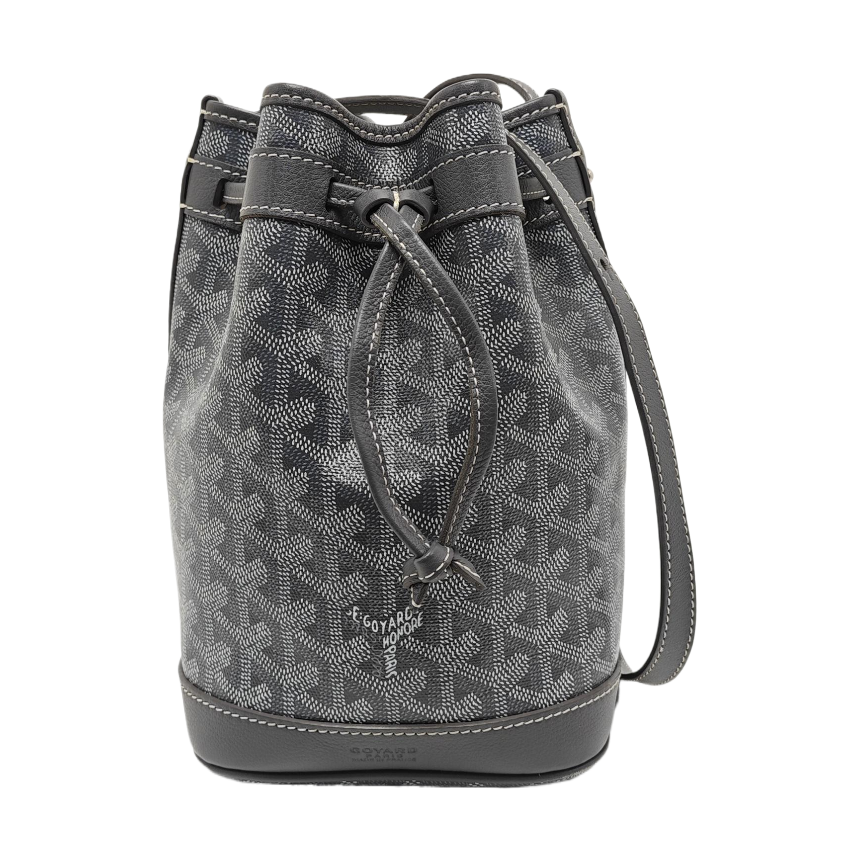 Authenticated pre-owned  Petit Flot Coated Canvas Grey - Bucket Bag at Looply