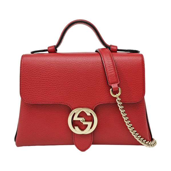 Interlocking G Large Calfskin Red