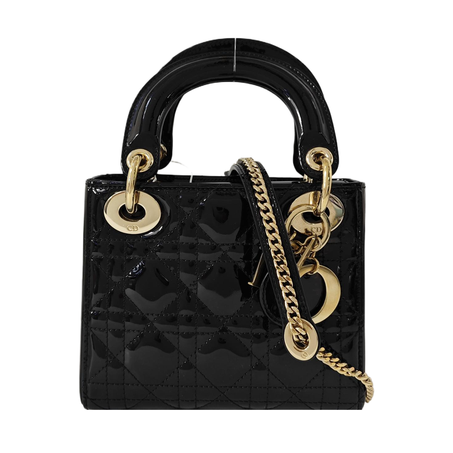 Lady Dior Mini Cannage Patent Leather Black