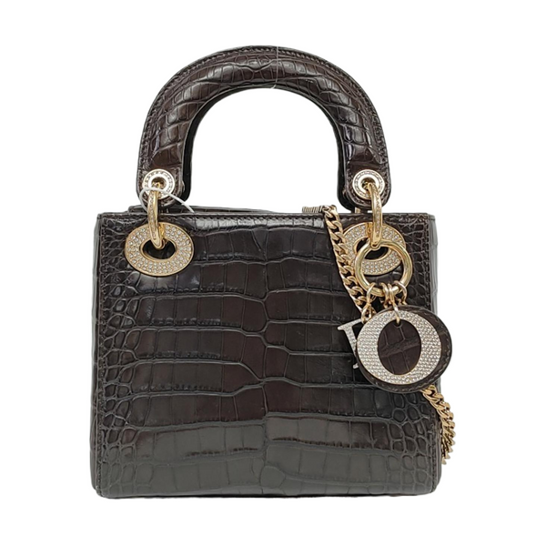 Lady Dior Mini Crocodile Brown