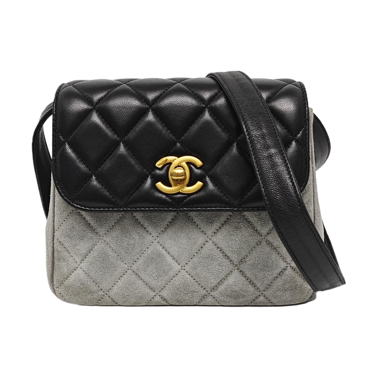 BIJOUX FLAP Quilted Suede Gray