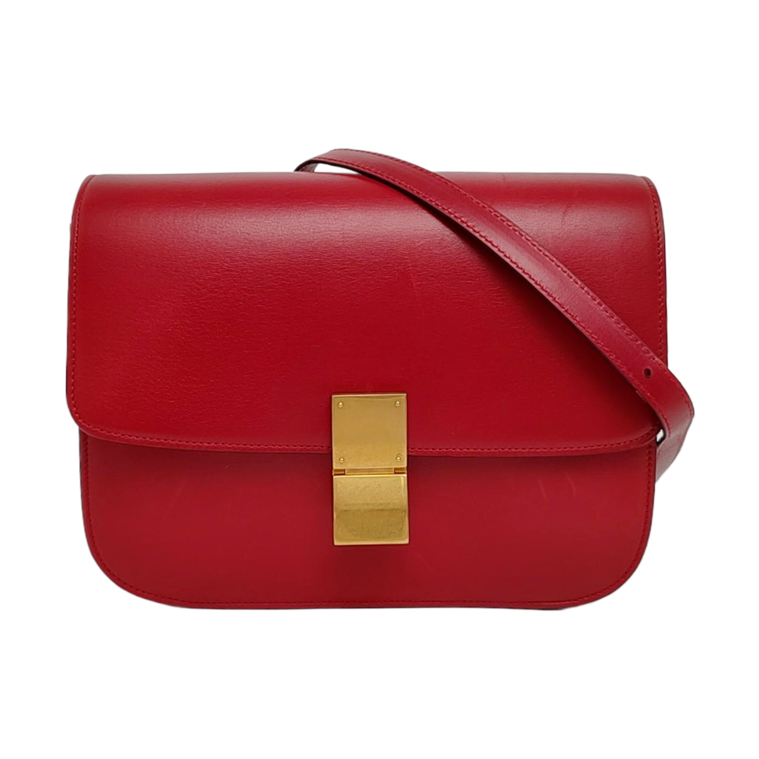 Authenticated pre-owned  CLASSIC BOX Medium Calfskin Red - Shoulder Bag at Looply