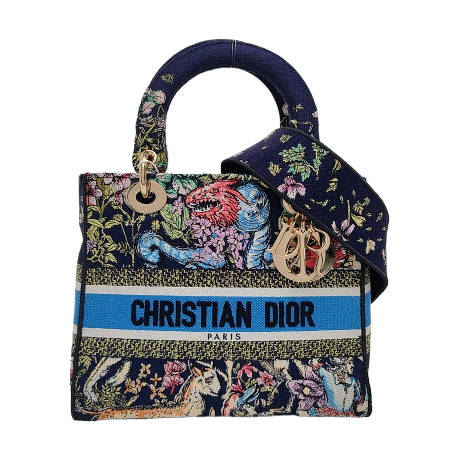 Authenticated pre-owned  Lady D-Lite Medium Canvas Blue - Tote Bag at Looply
