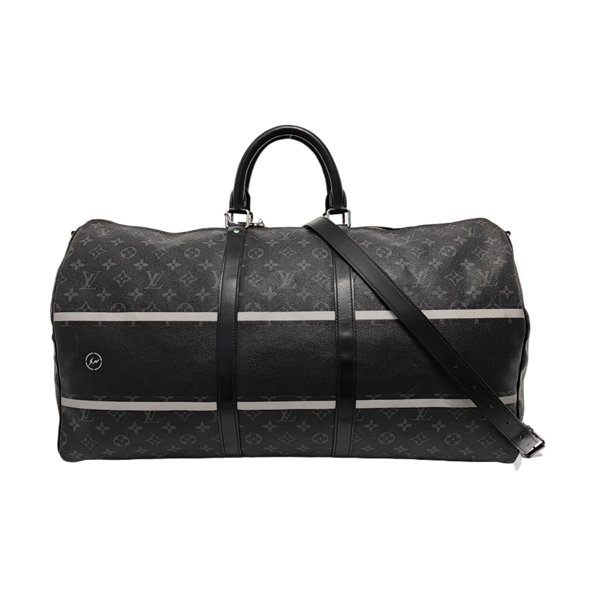 KEEPALL 55 Monogram Coated Canvas Black