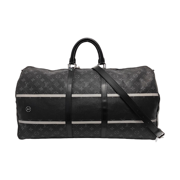 KEEPALL 55 Monogram Coated Canvas Black
