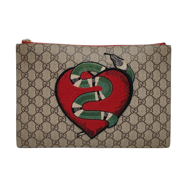 Monogram Coated Canvas Clutch Beige
