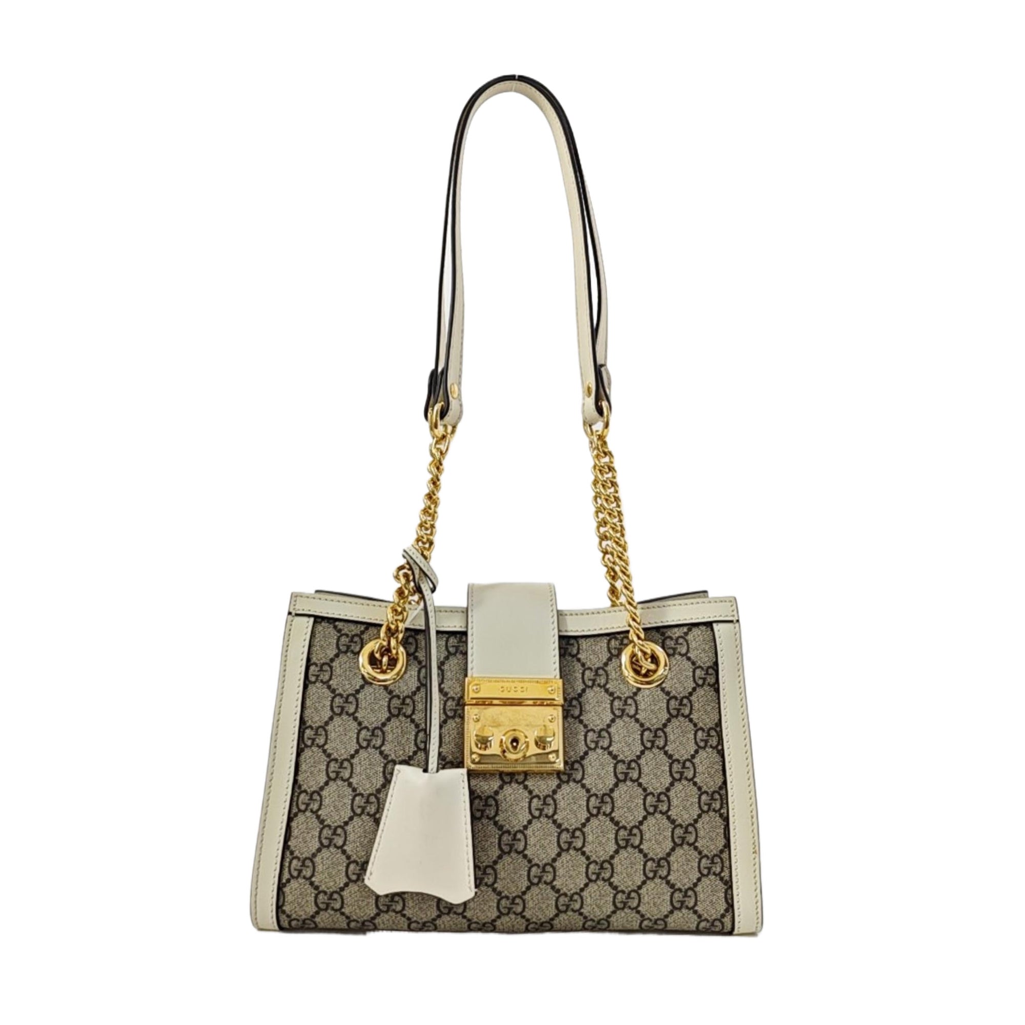 Padlock Small Monogram Coated Canvas Beige