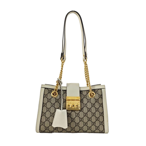 Padlock Small Monogram Coated Canvas Beige
