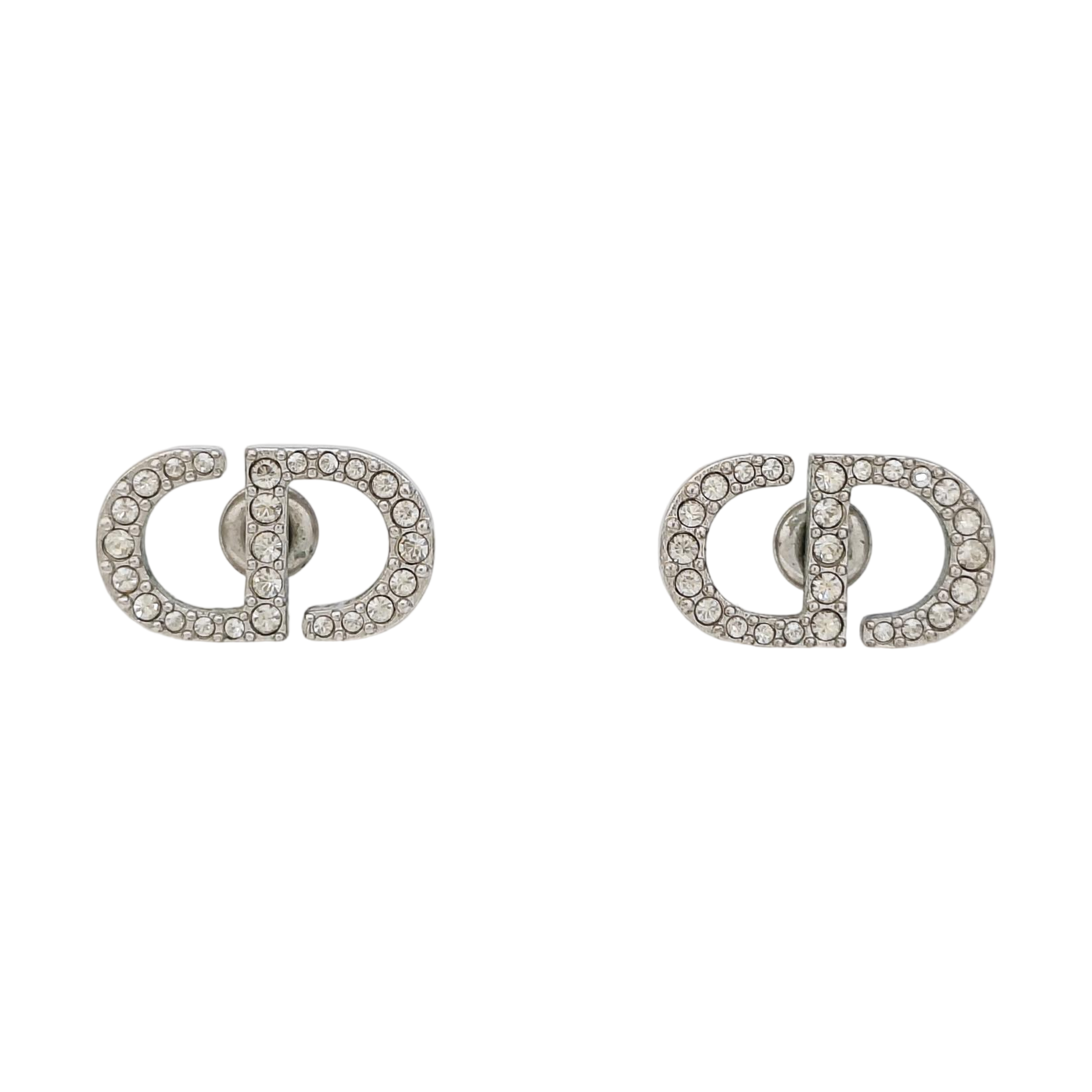 Petit CD Metal Silver Stud Earrings