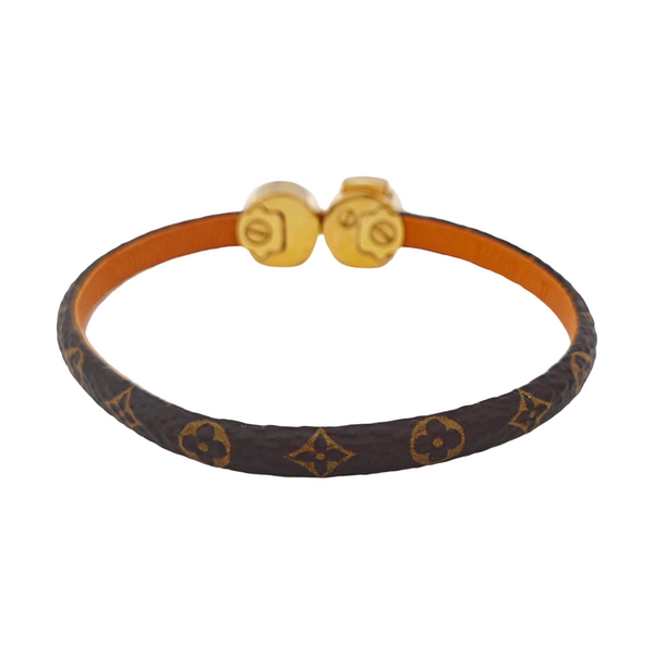 HISTORIC MINI MONOGRAM Leather Brown Bangle