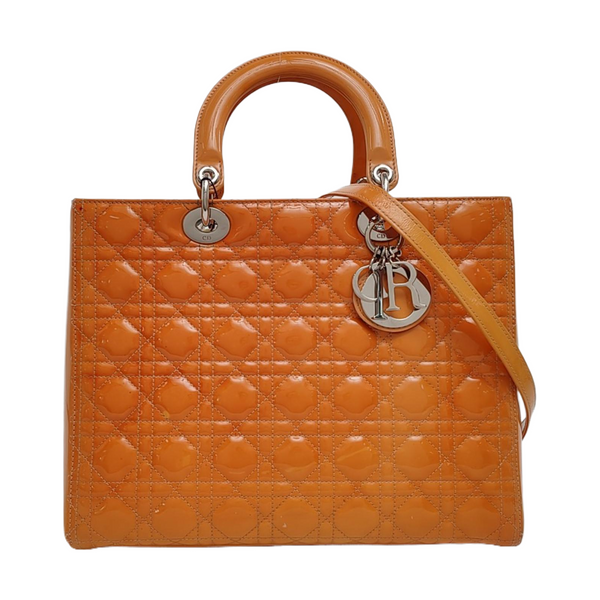 Lady Dior Large Cannage Patent Leather Orange