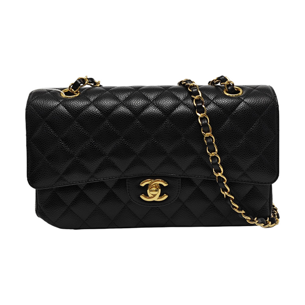 CLASSIC FLAP Medium Quilted Grained Calfskin Black