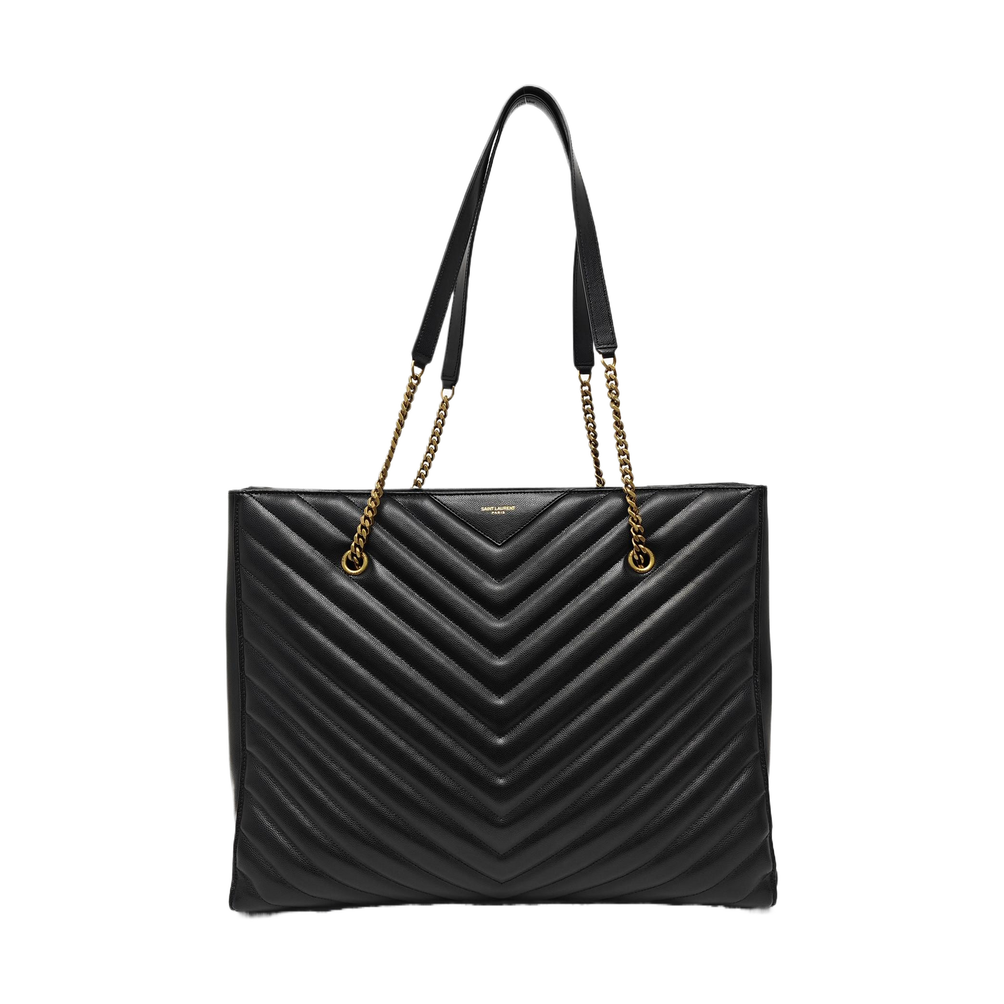 TRIBECA Chevron Calfskin Black