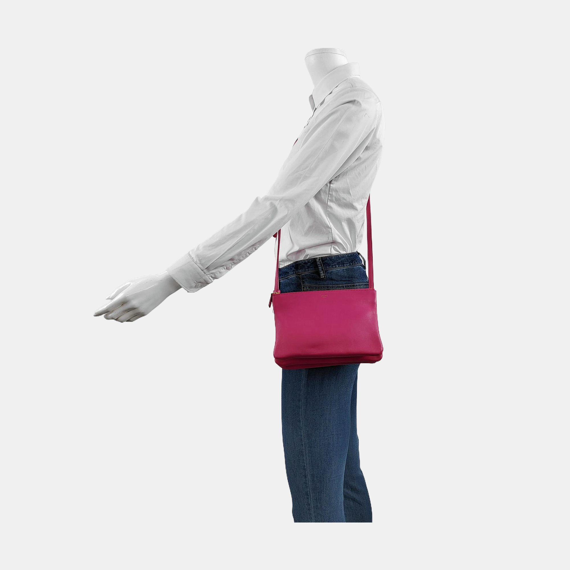 Authenticated pre-owned  TRIO Small Calfskin Pink - Crossbody Bag at Looply