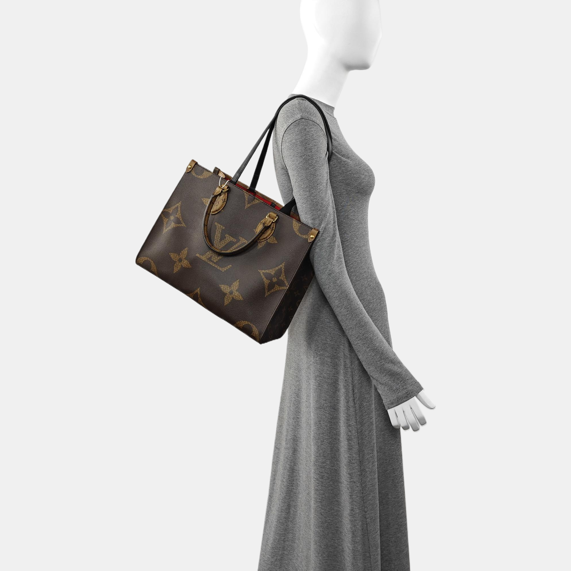 Authenticated pre-owned  ONTHEGO MM Monogram Coated Canvas Brown - Tote Bag at Looply
