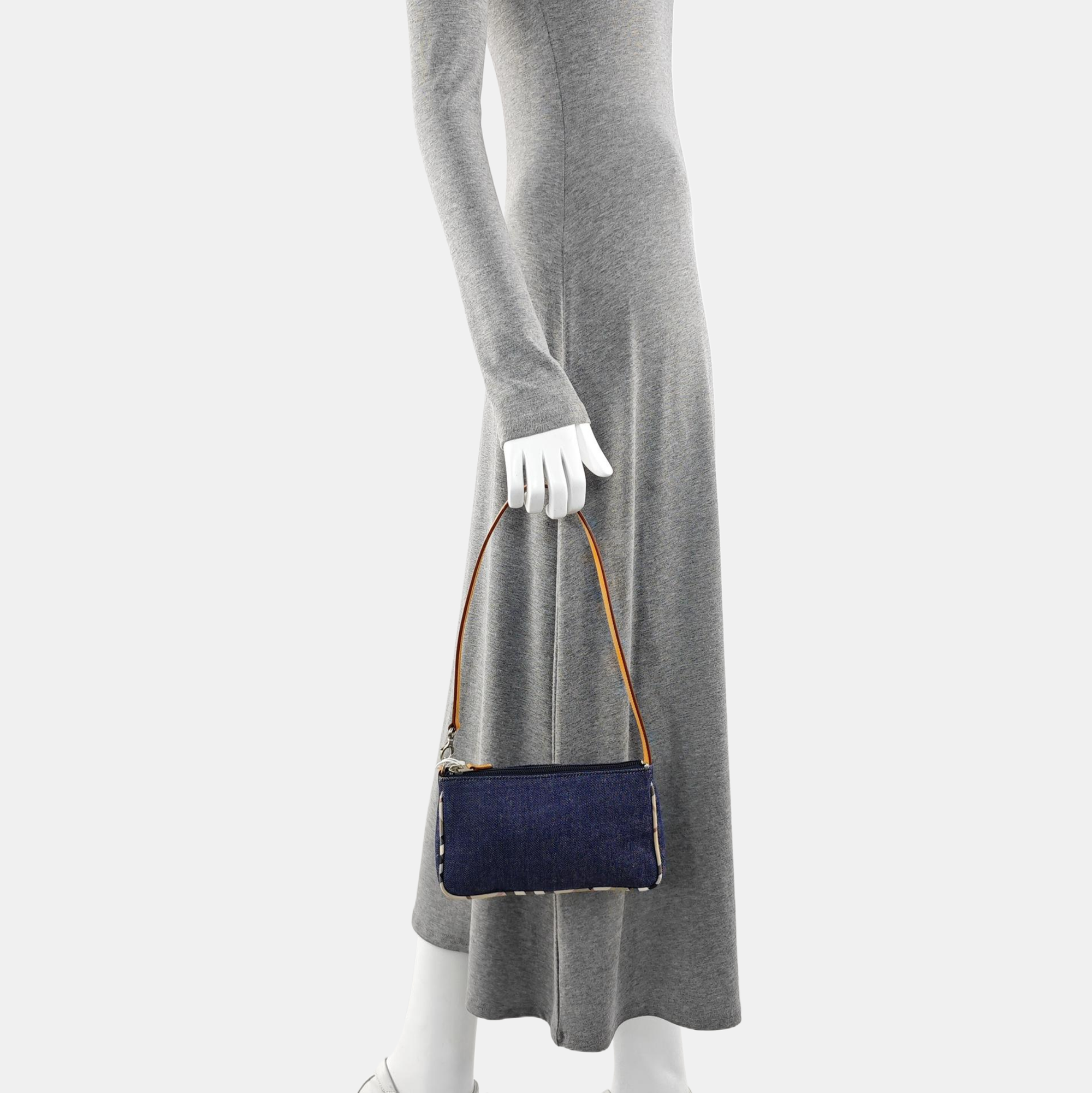 Fabric Top Handle Bag Blue