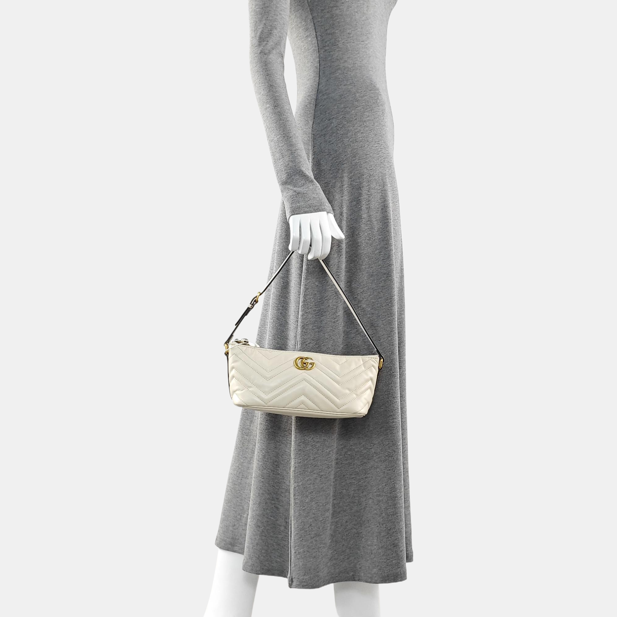 GG Marmont Small Quilted Calfskin White