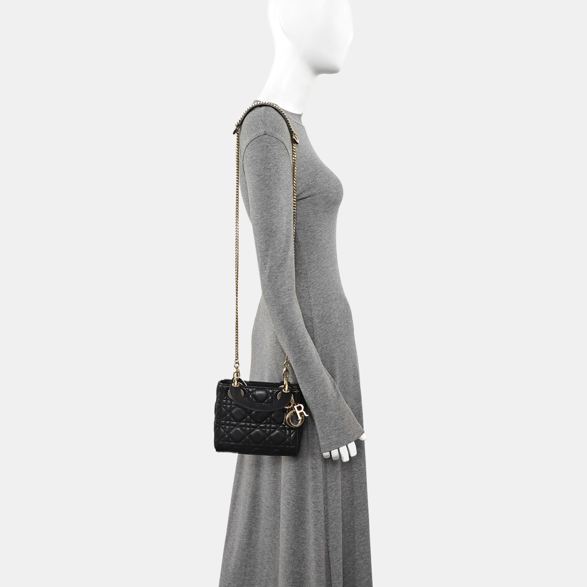 Lady Dior Mini Cannage Piel de cordero Negro