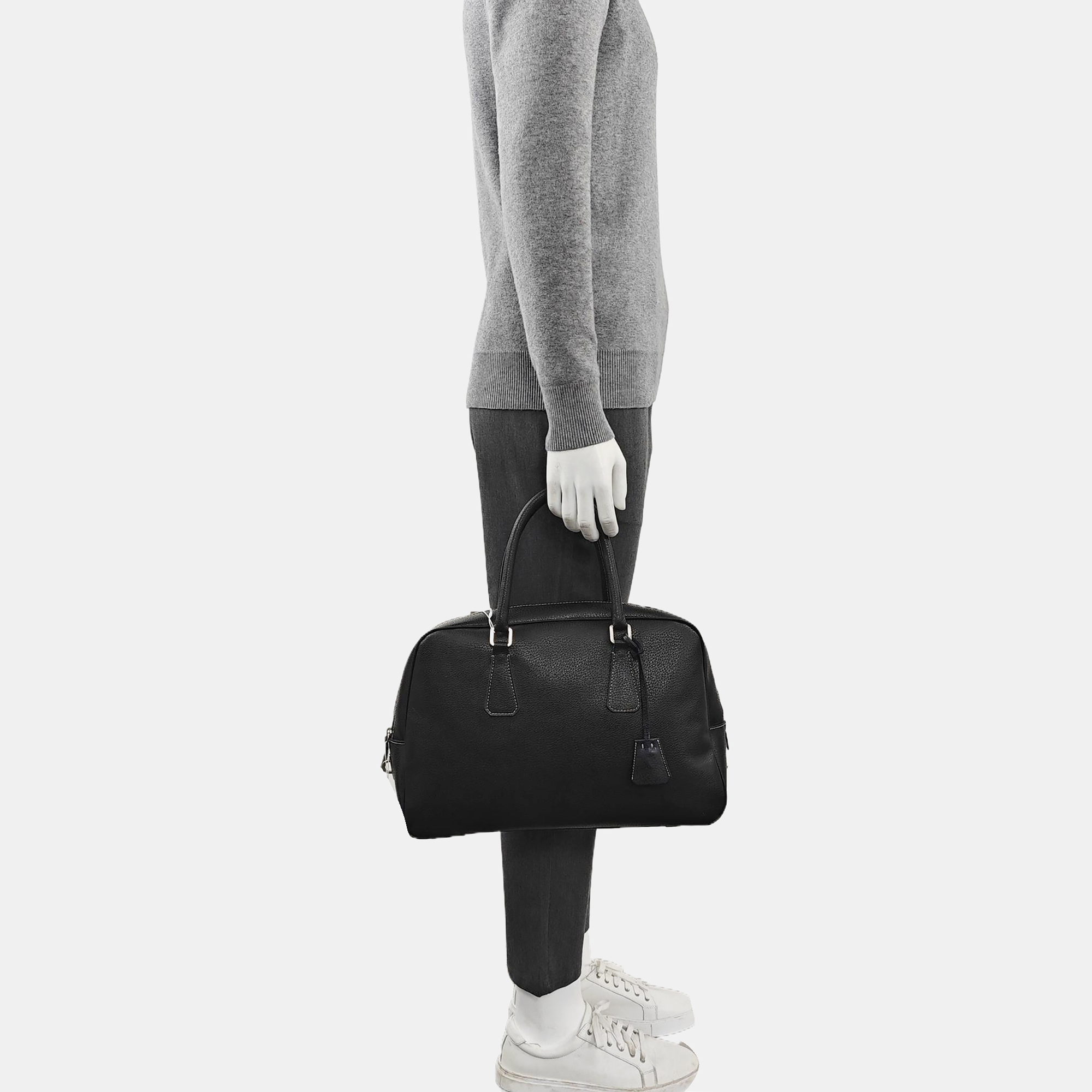Calfskin Top Handle Bag Black