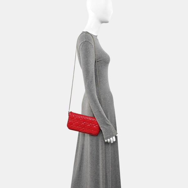 Lady Dior Small Quilted Patent Leather Red