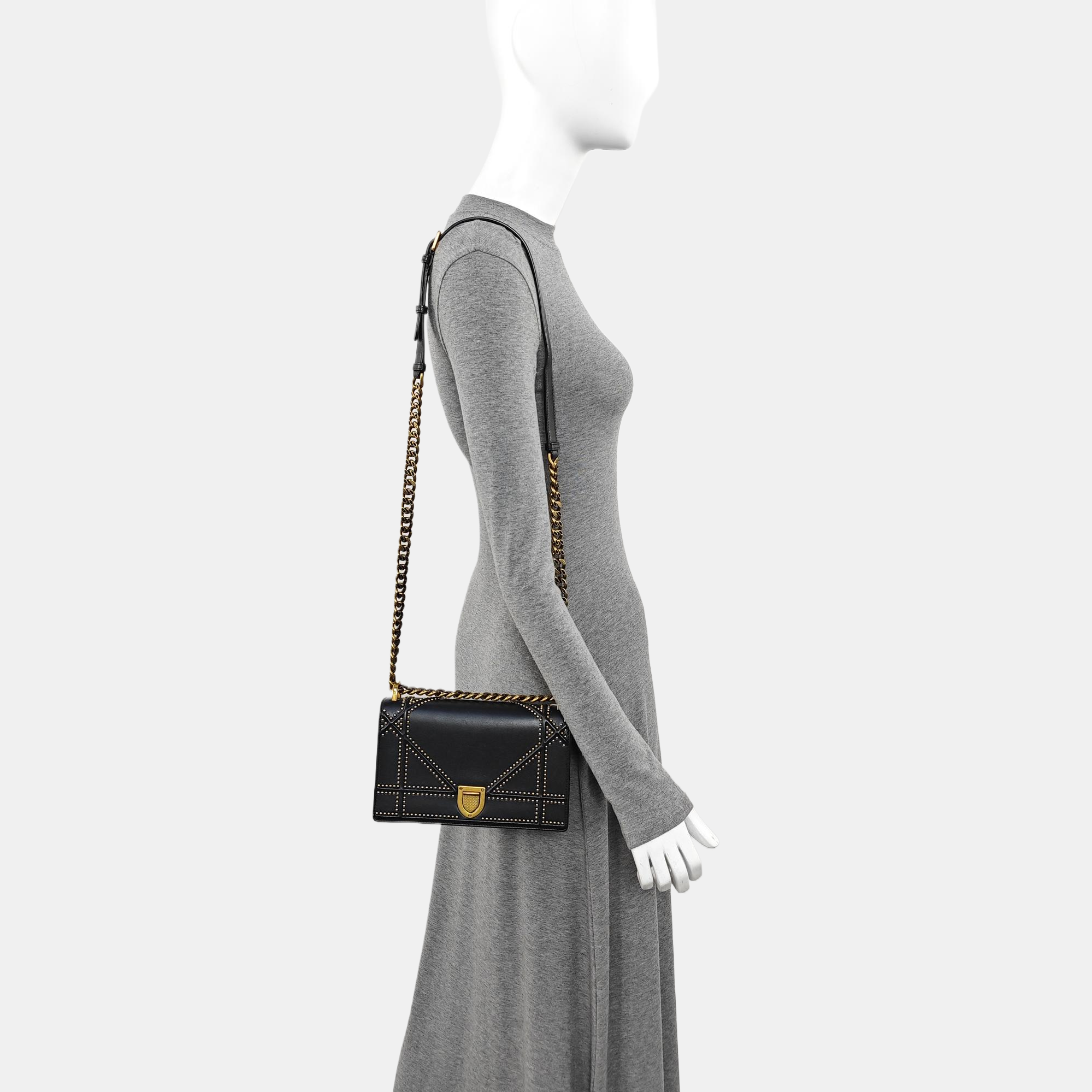 Diorama Small Cannage Calfskin Black