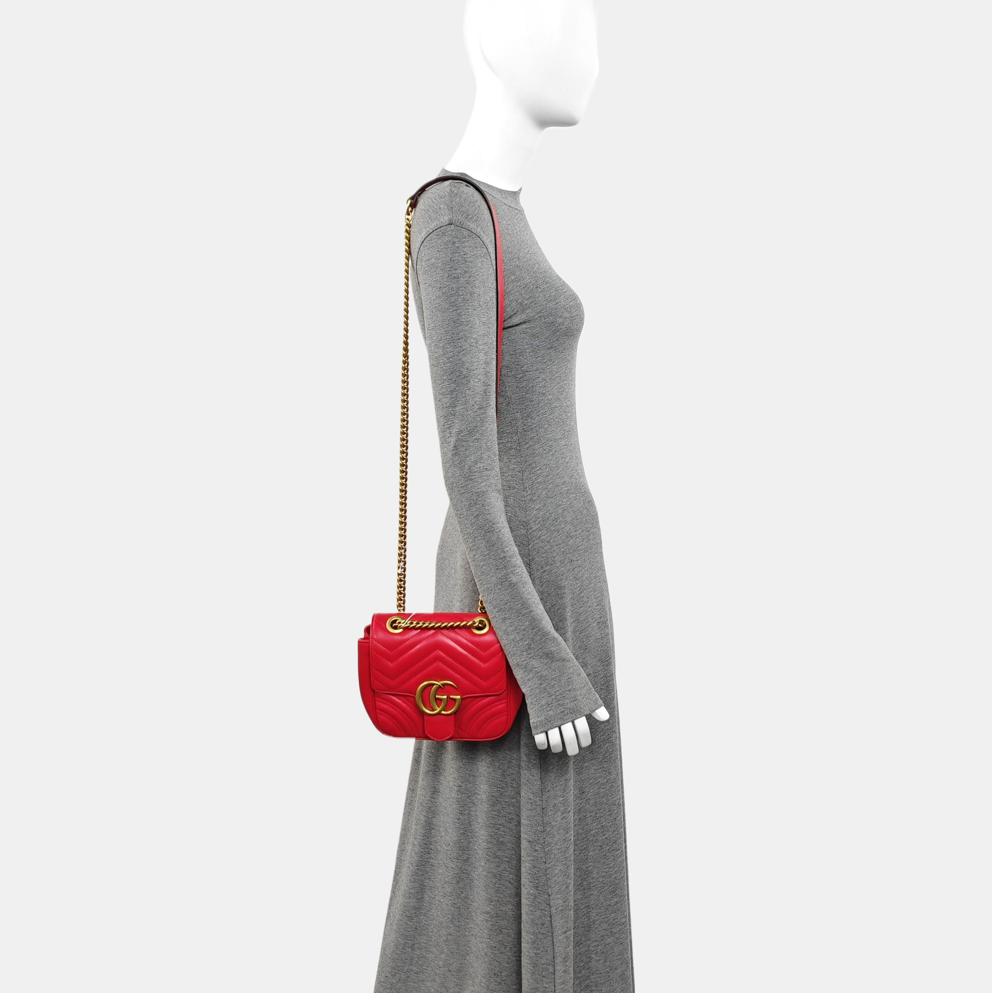 GG Marmont Mini Quilted Calfskin Red