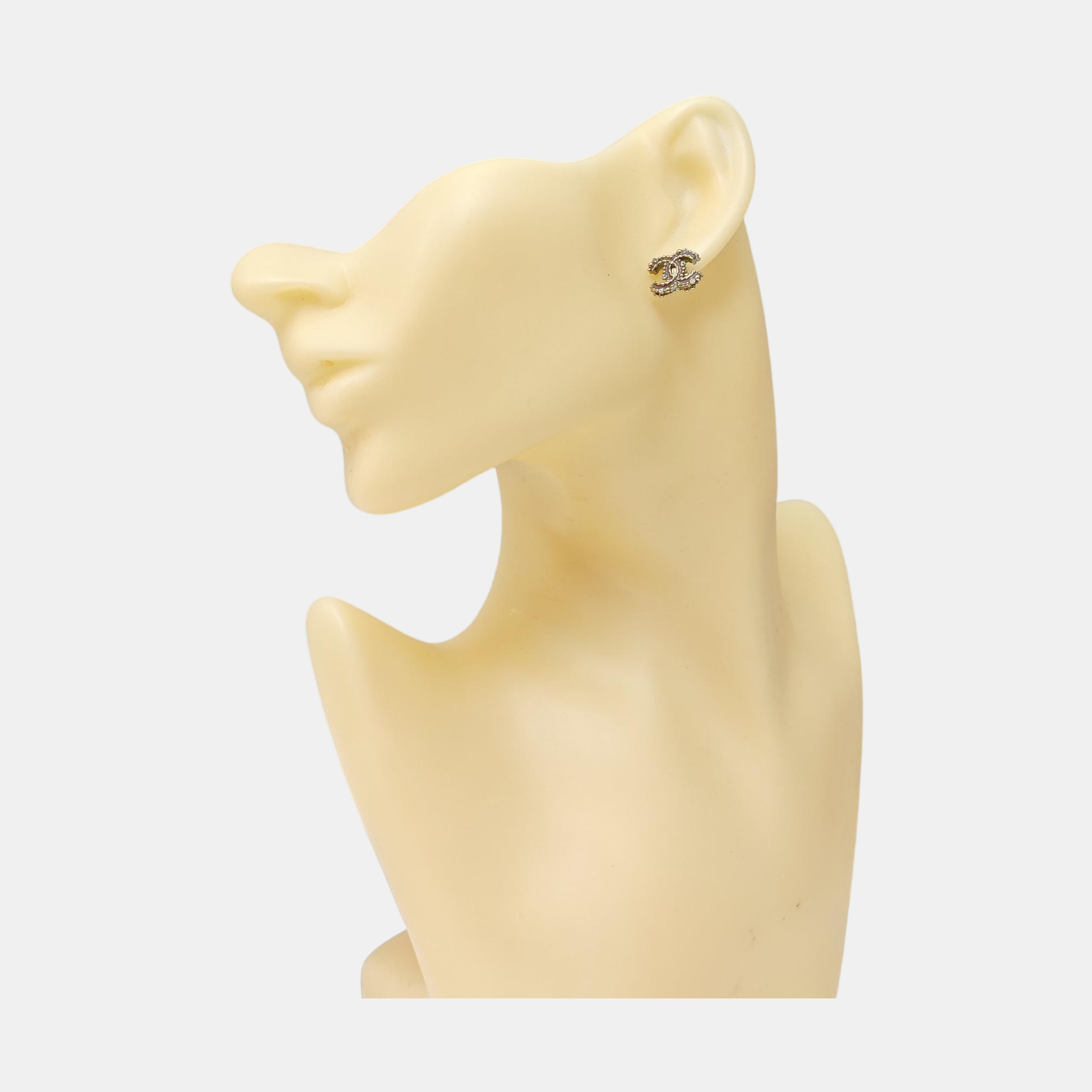 CC Logo Metal Gold Stud Earrings