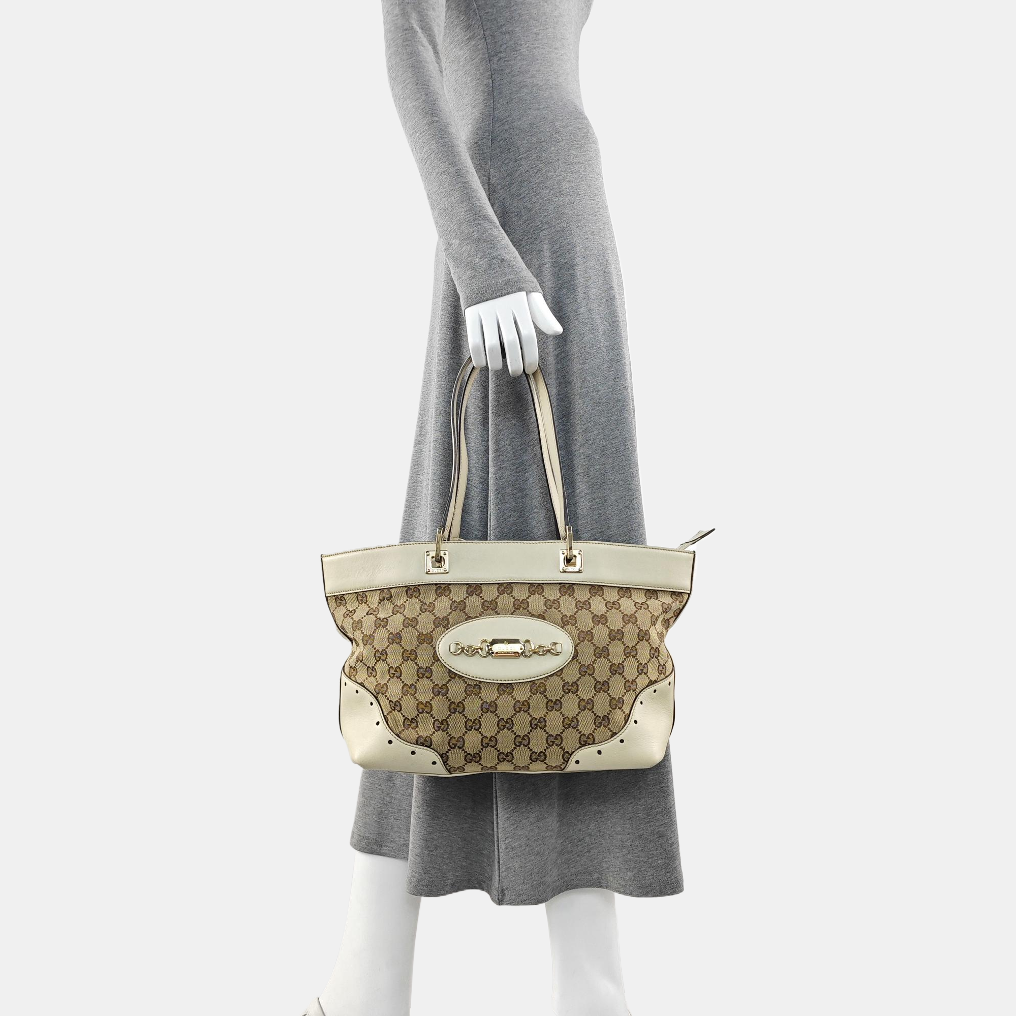 Monogram Canvas Tote Bag Beige