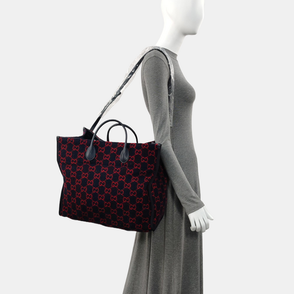 GG Wool Tote Monogram Wool Multicolor
