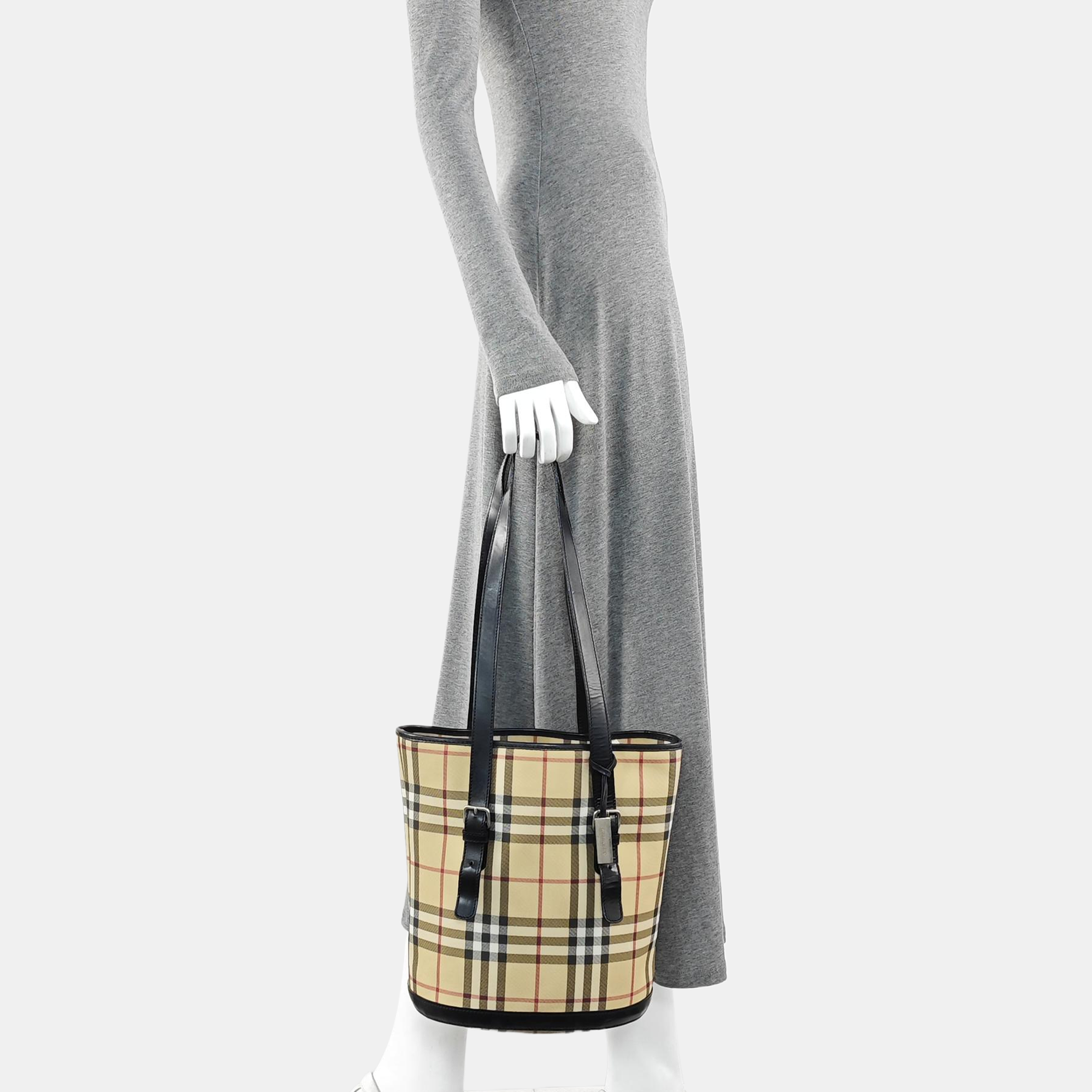 Coated Canvas Bucket Bag Beige