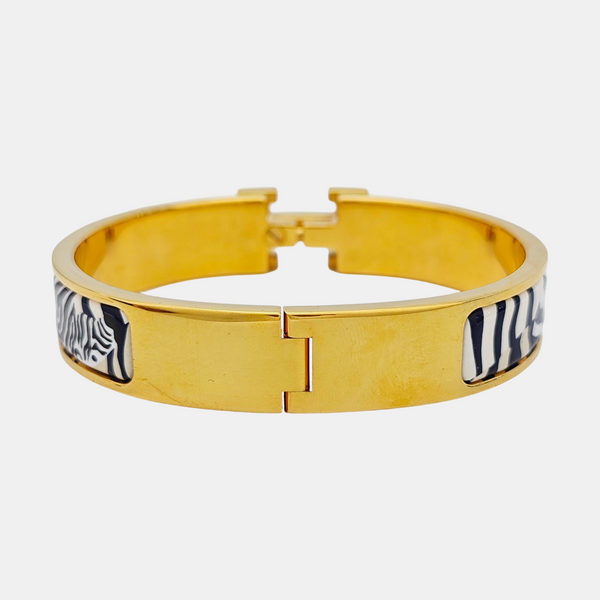 Authenticated pre-owned  Clic H Metal Gold Plated Enamel Gold Bracelet - Bracelet at Looply