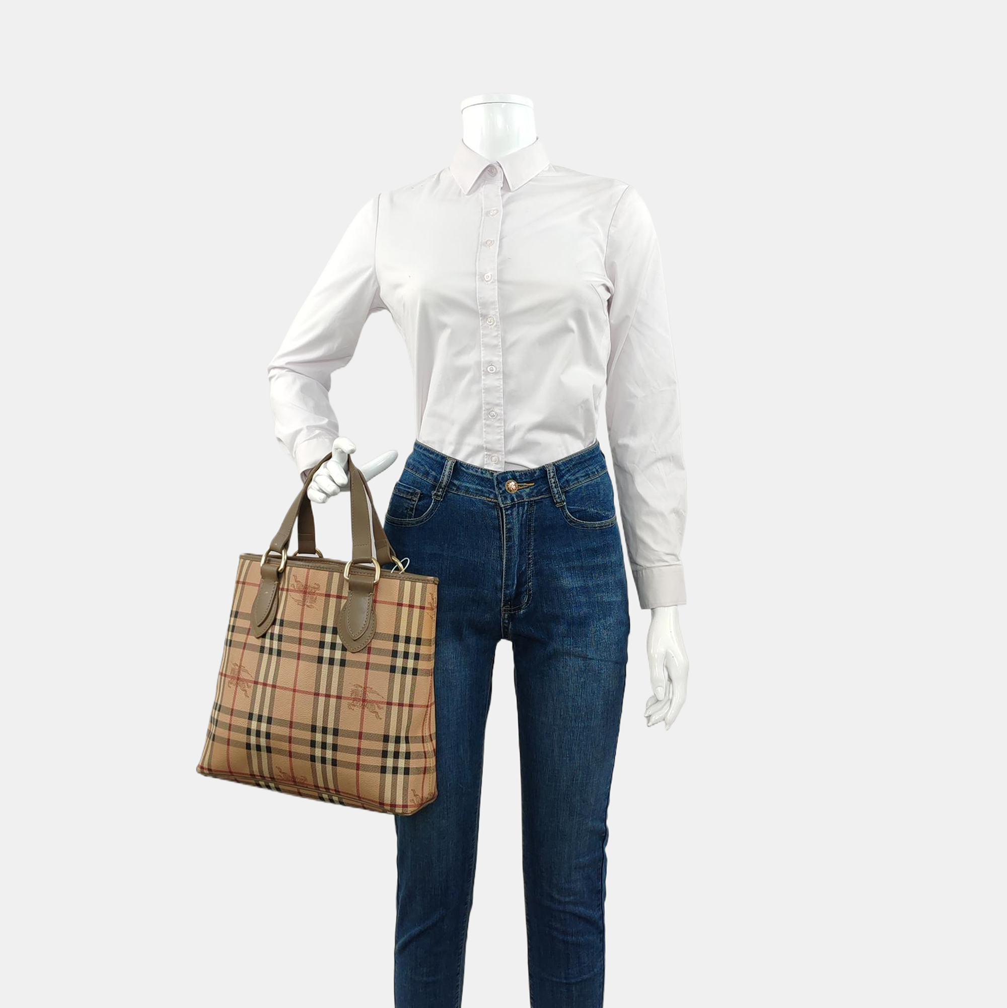 Coated Canvas Tote Bag Beige