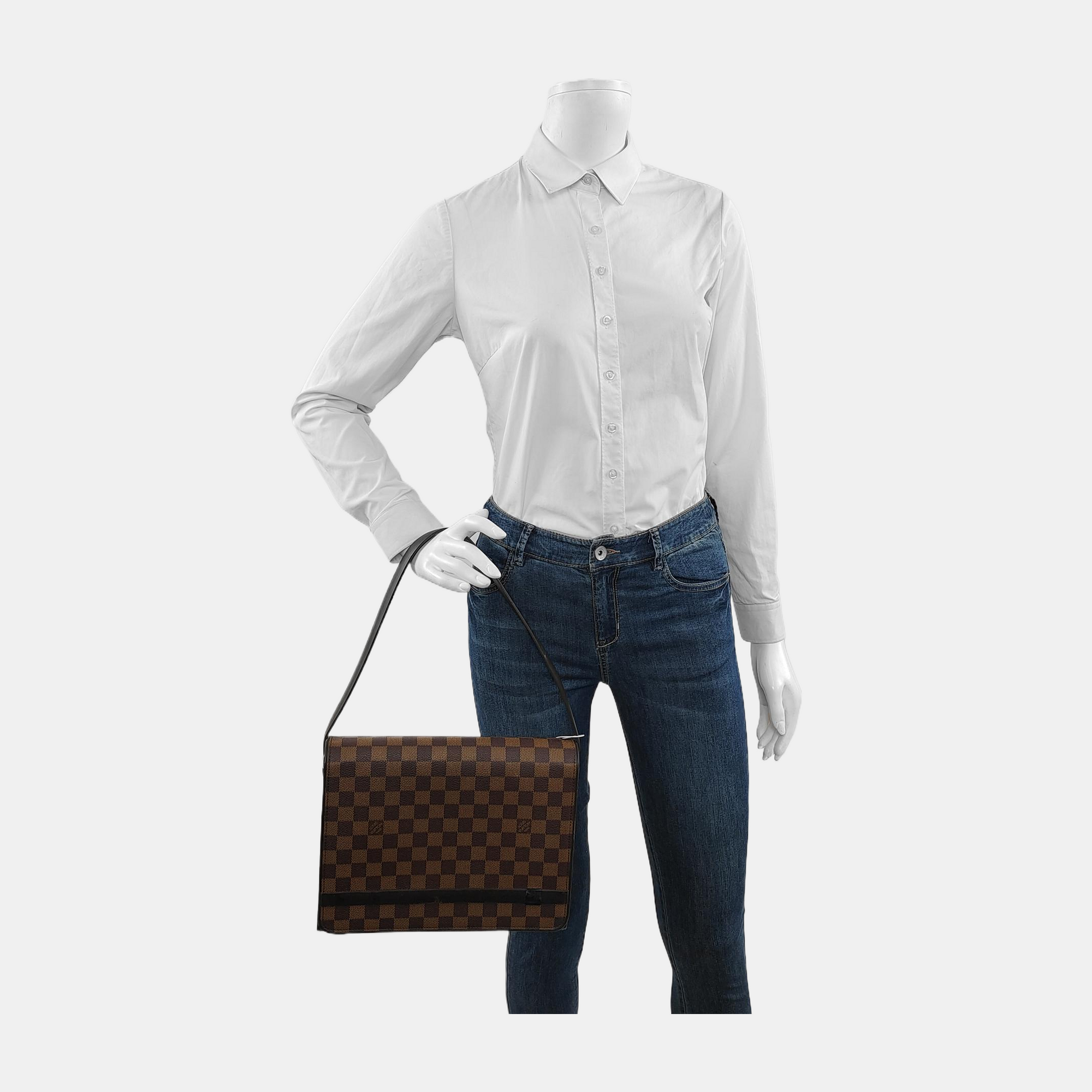 TRIBECA Damier Ebene Coated Canvas Brown
