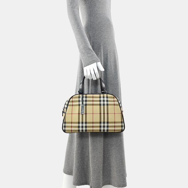 Coated Canvas Top Handle Bag Beige