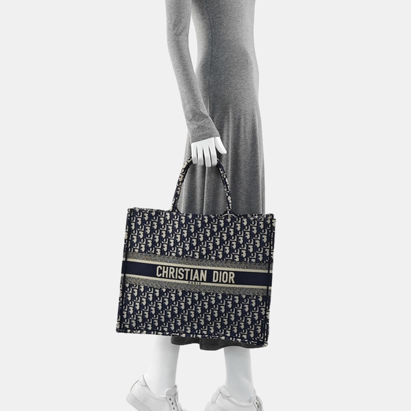 Book Tote Large Oblique Canvas Blue