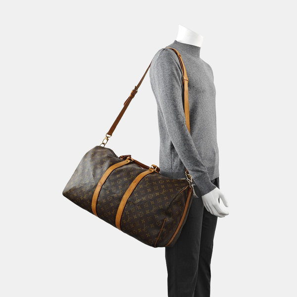 KEEPALL 50 Monogram Coated Canvas Brown