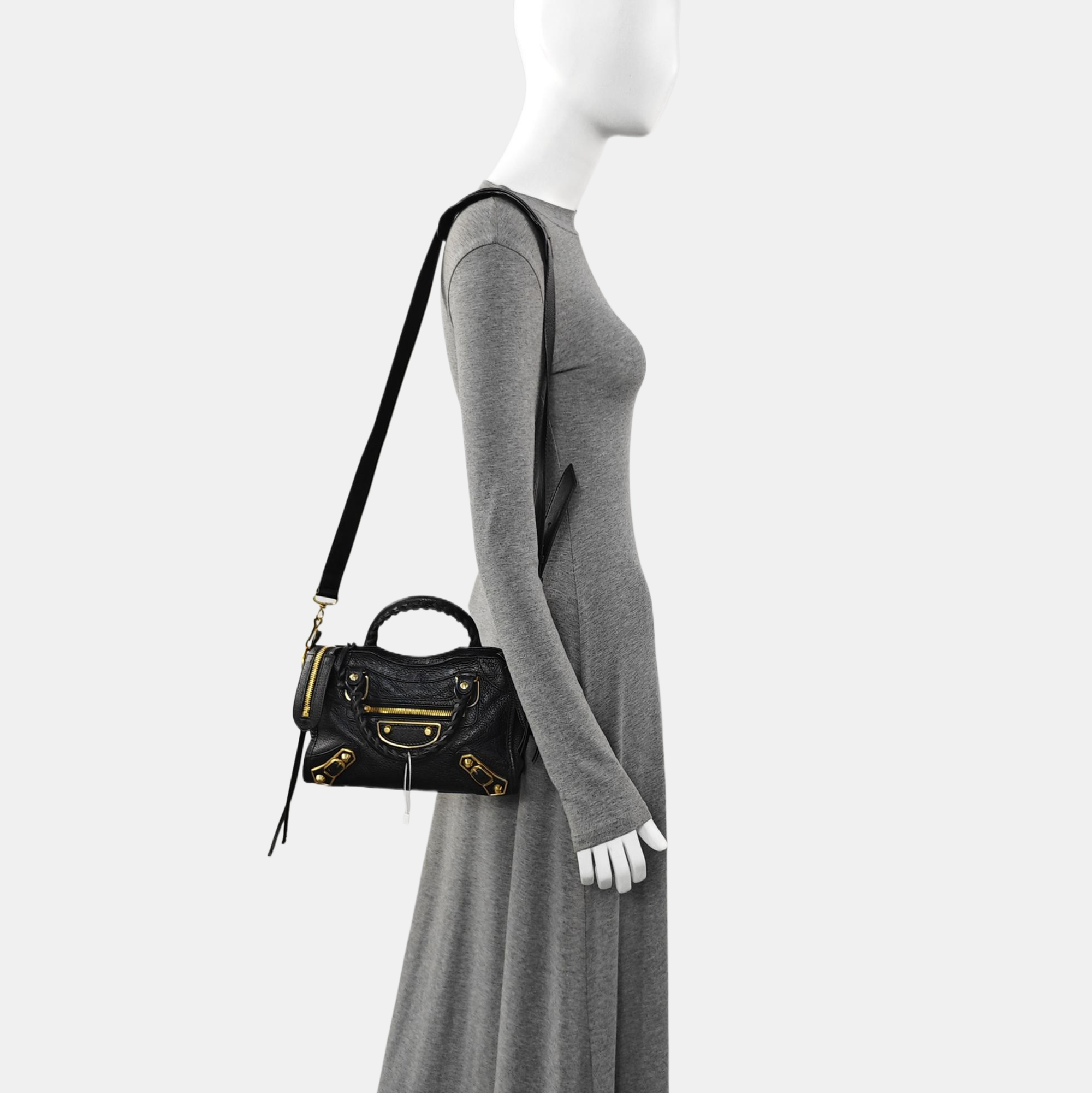 Classic Metallic Edge City Mini Lambskin Black