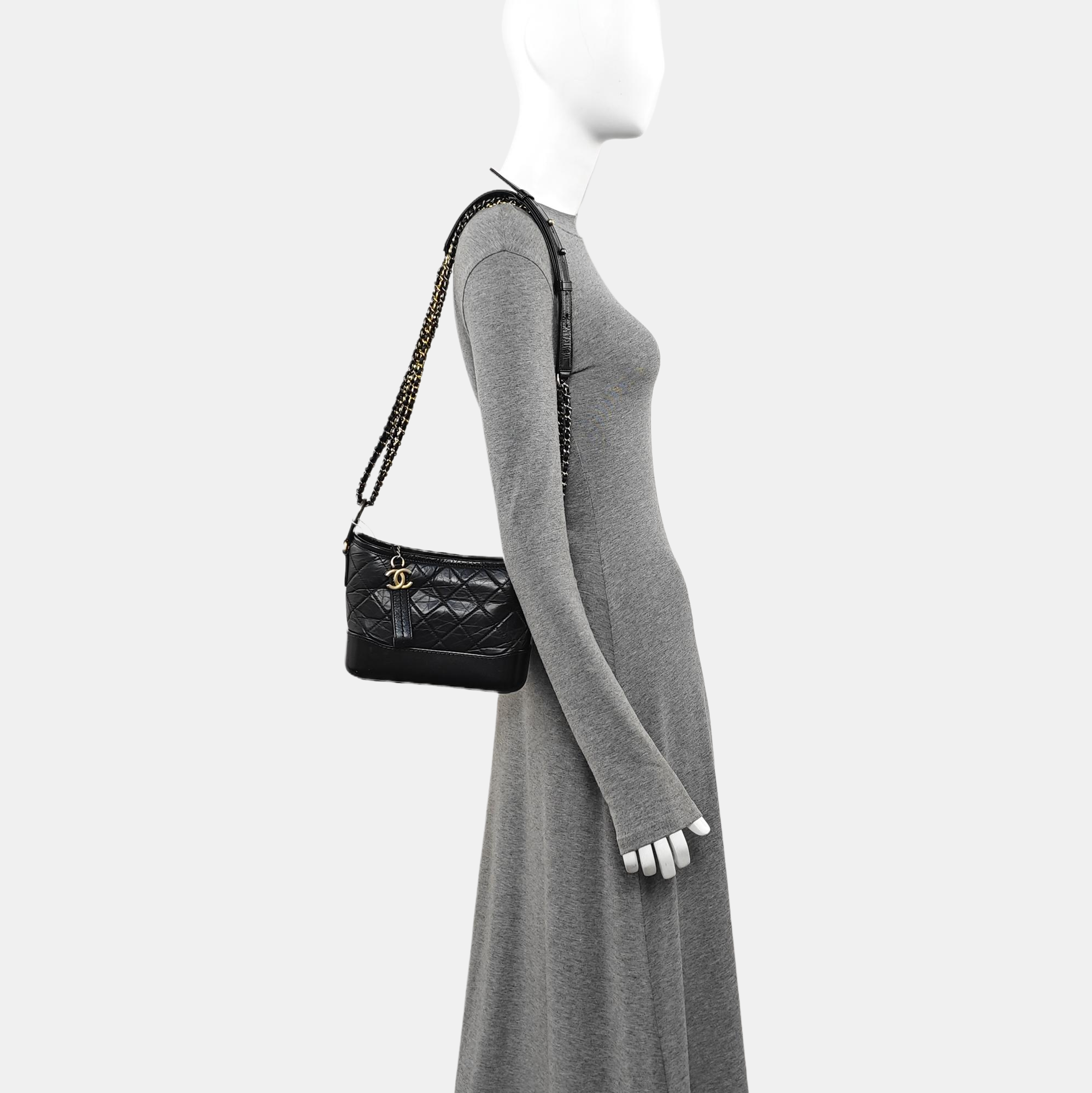 GABRIELLE Small Quilted Calfskin Black