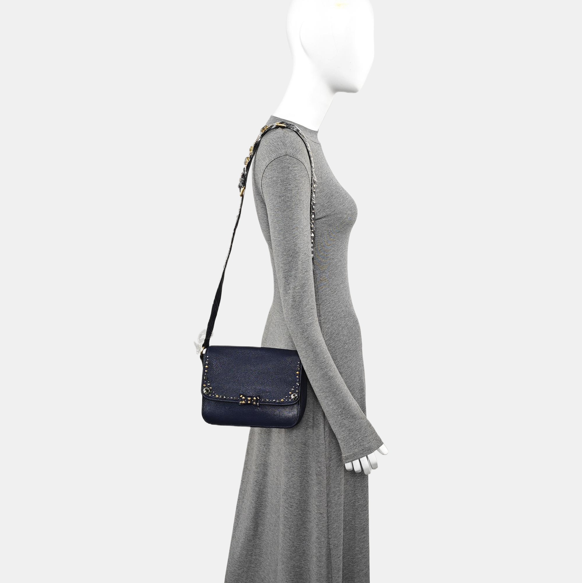 Calfskin Shoulder Bag Blue
