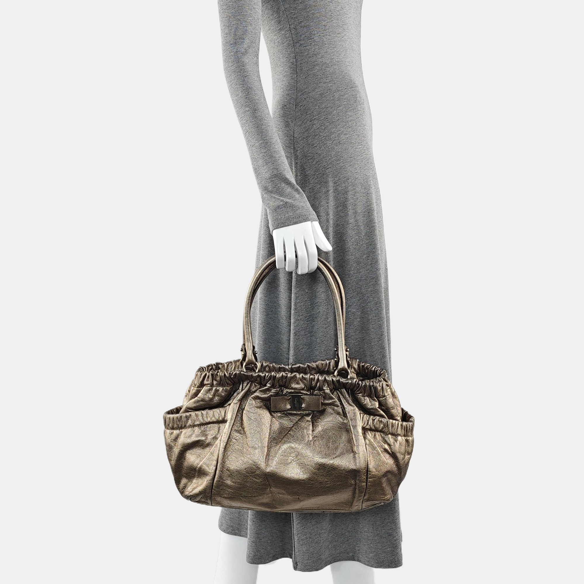 Calfskin Top Handle Bag Beige