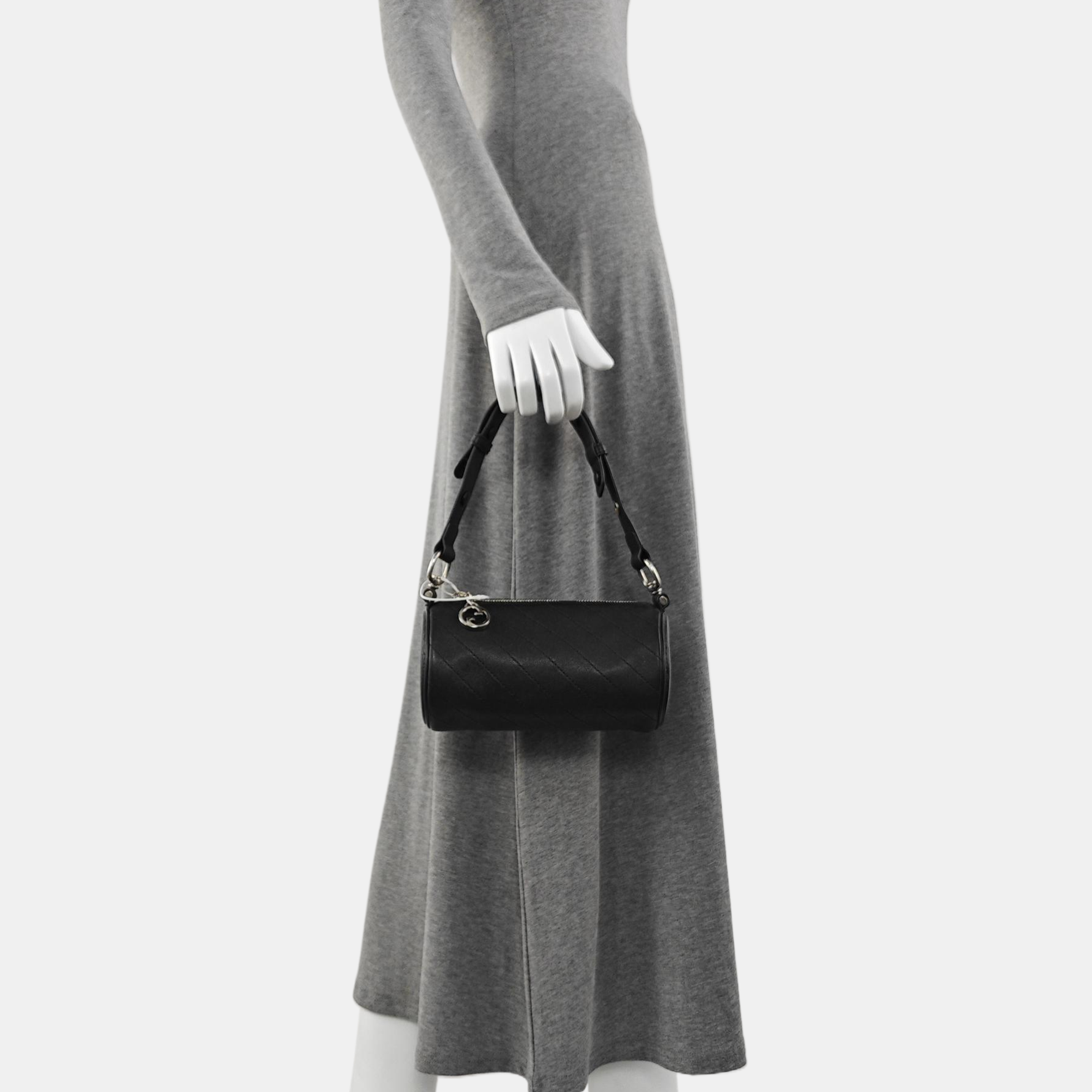 Quilted Calfskin Top Handle Bag Mini Black