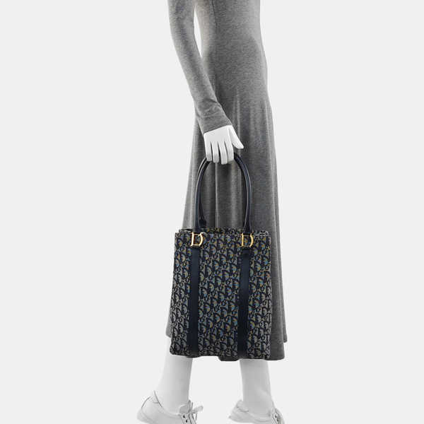 Oblique Canvas Tote Bag Blue