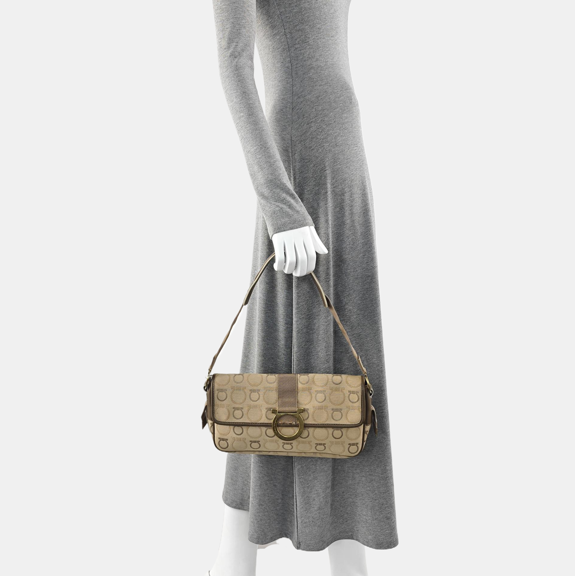 Fabric Top Handle Bag Beige