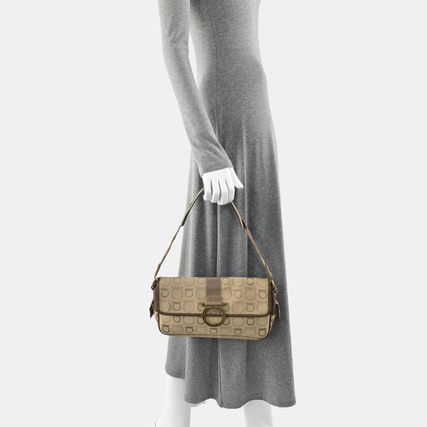 Fabric Top Handle Bag Beige