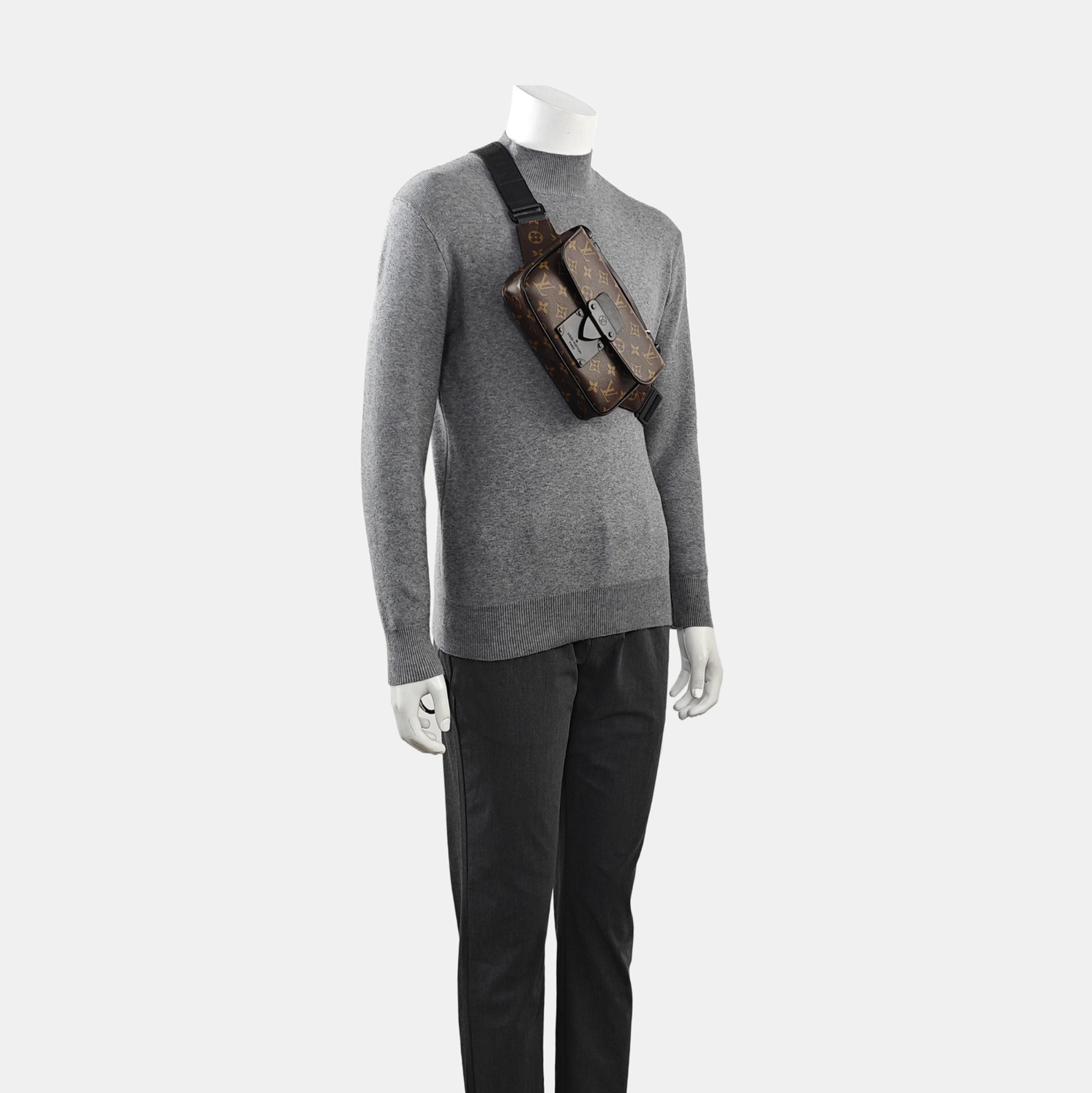 S LOCK Monogram Coated Canvas Brown