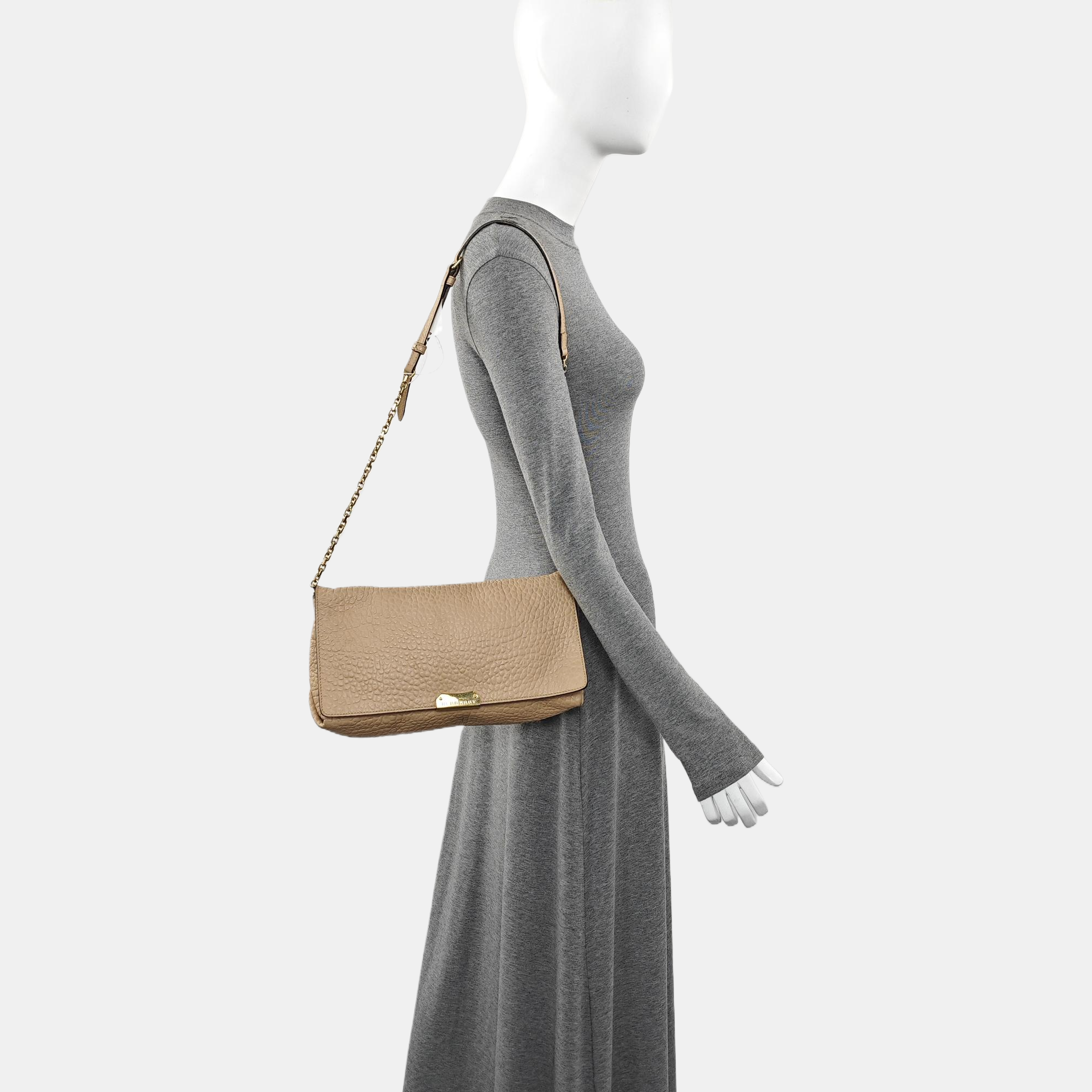 Calfskin Shoulder Bag Beige